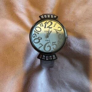 Geneva Elegant Silver Accent Watch